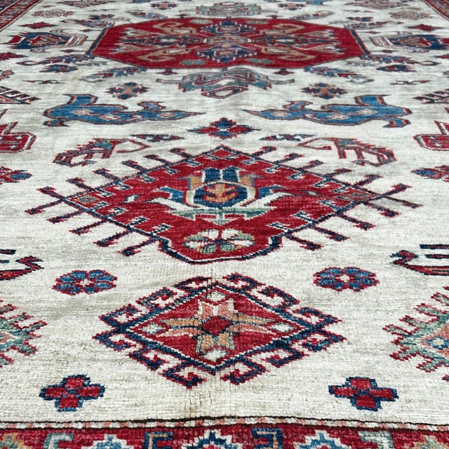 Afghan Kazakh Style Wool Rug, 1980s For Sale - Image 6 of 7