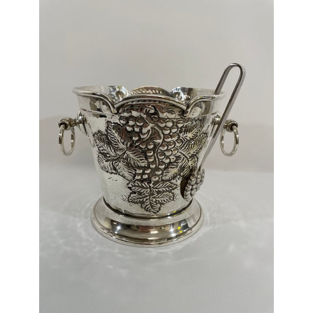 1970s Italian Silverplated Grape Motif Ice Bucket With Drain and Tongs For Sale - Image 18 of 18