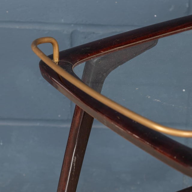 Vintage 20th Century Italian Brass & Wood Drinks Trolley, 1960 For Sale - Image 16 of 18