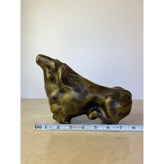 Gold Signed Mid-Century Modern Brutalist Ceramic Bull Sculpture by Boštjan Putrih, 1970s For Sale - Image 8 of 10