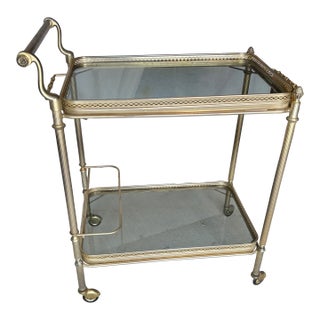 20th Century French Brass and Glass Bar Cart For Sale