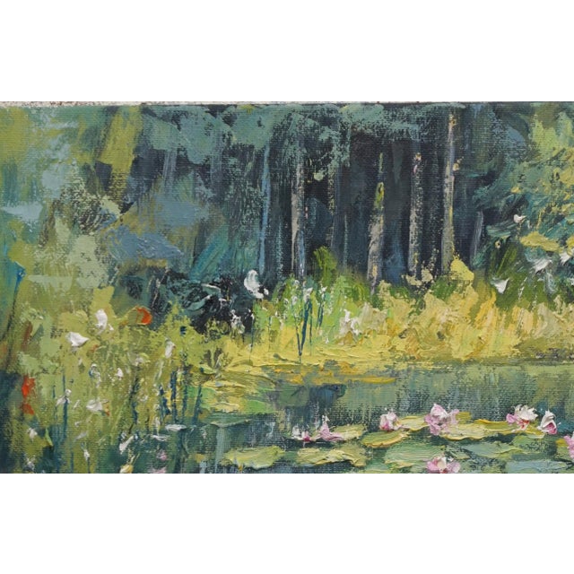 Original oil landscape by Sean Wu, Lily Pond