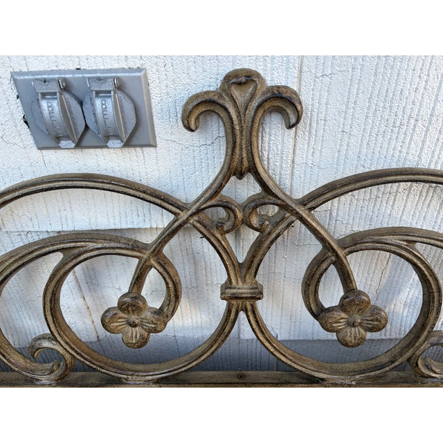 Late 20th Century Large Vintage Mediterranean Beveled Wood & Gilt Metal Scrollwork Mirror For Sale - Image 5 of 17