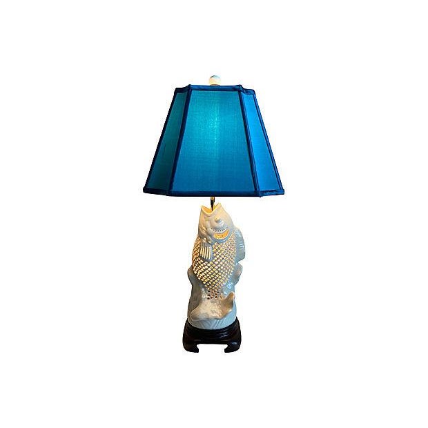 Blanc De Chine Koi Fish Lamp & Shade Chairish