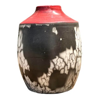 Vintage Original Raku Studio Pottery Vase For Sale