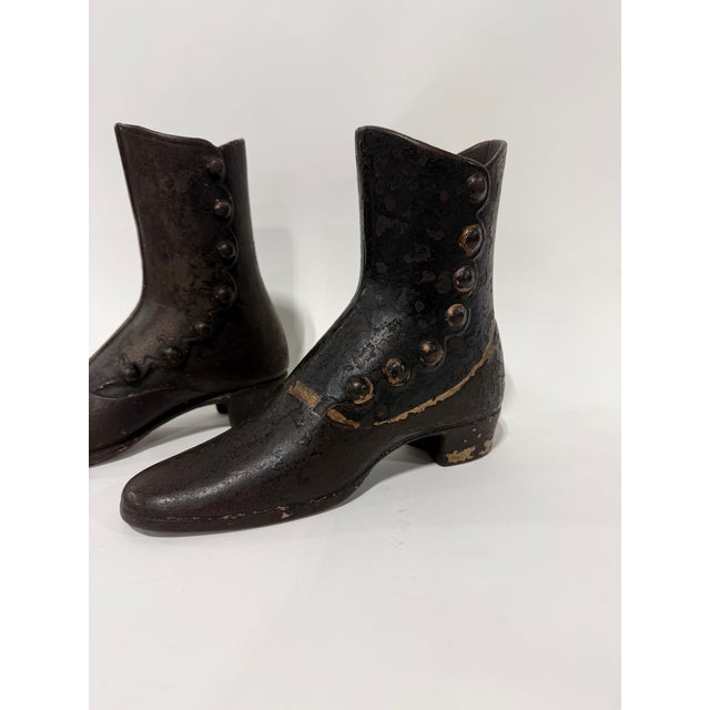 Metal j.r. Palmenbergs & Sons Ny, Near Pr of Cast Iron Mannequin Boot Forms Door Stops For Sale - Image 7 of 9