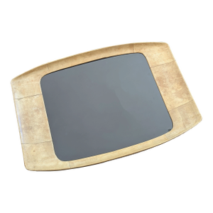 Aldo Tura Mirrored Tray With Light Lacquered Goatskin Border – Italian Mid-Century Glamour