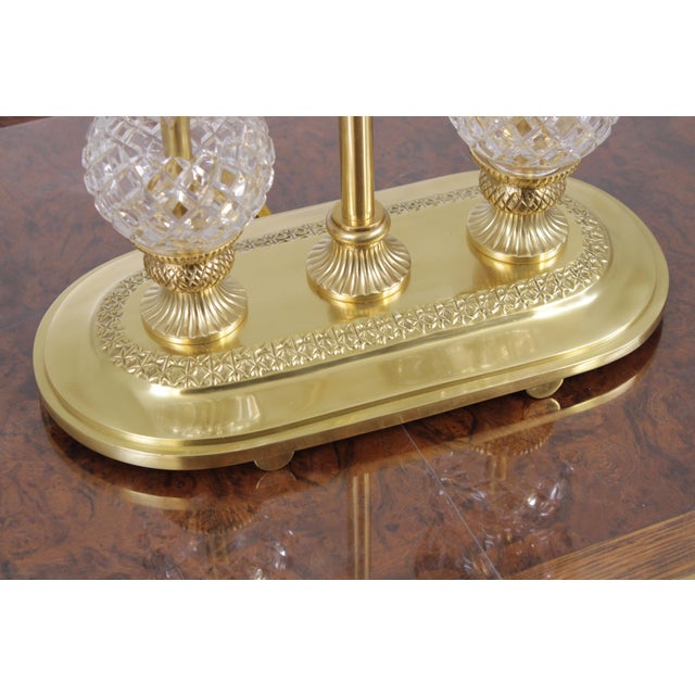 Waterford 1980s Waterford Brass & Crystal 2 Light Desk Lamp For Sale - Image 4 of 17