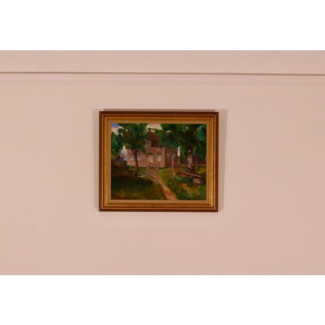 Mid-Century Modern Anna Hoffman, Country Cottage, 1933, Oil on Canvas, Framed For Sale - Image 3 of 17