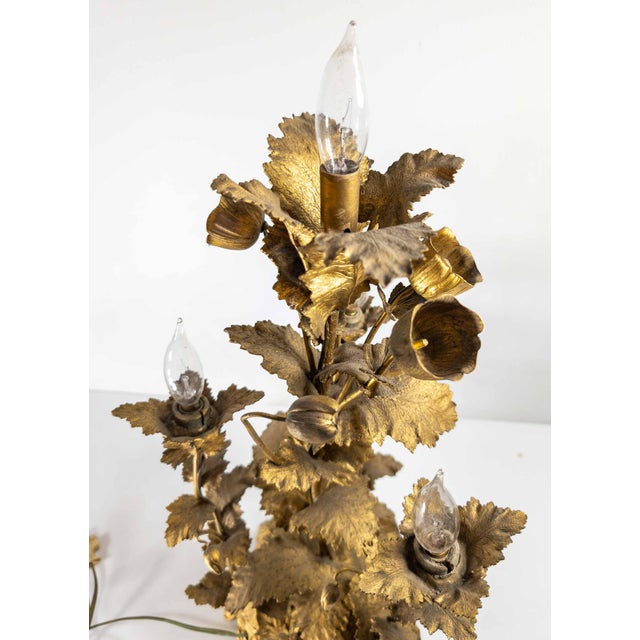 19th Century Electrified Floral Poppy Flower Bronze Candelabra Table Lamp For Sale - Image 10 of 18