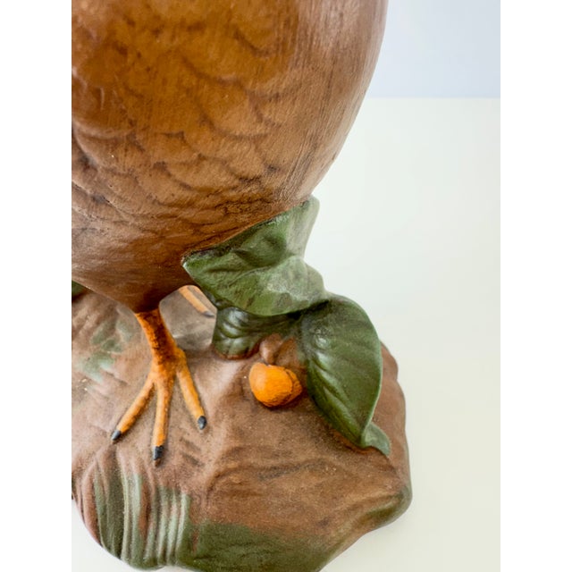 Vintage Mid Century Hand-Painted Quail Figurines on Leafy Bases – A Pair For Sale - Image 9 of 10