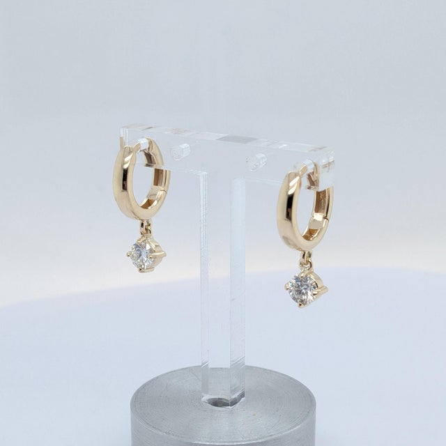 Early 21st Century 10k Yellow Gold Hoop Earrings With 0.15ct Lab-Grown Diamond Drops, A Pair For Sale - Image 5 of 7