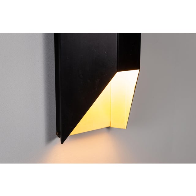 Vintage Architectural Angular Geometric Black Metal Wall Lamps, 1960s, Set of 2 For Sale - Image 15 of 17
