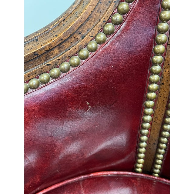 Louis XVI Style Leather Barrel Back Library Chair For Sale - Image 12 of 12