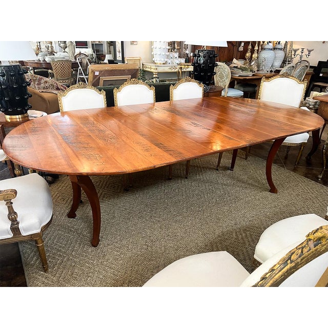 Mid 20th Century Neoclassical Oval Cherry Dining Table With Extension For Sale In New Orleans - Image 6 of 10