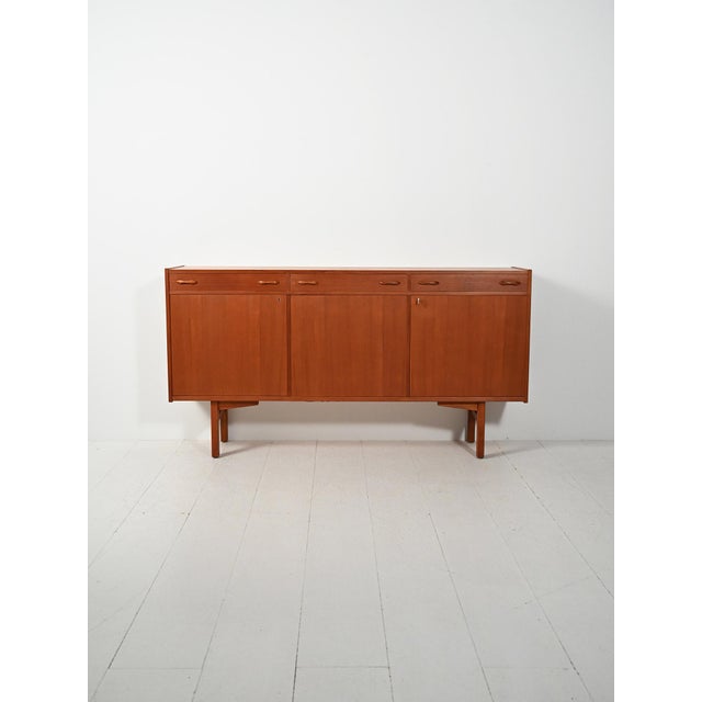 Swedish Teak Sideboard with Carved Handles, 1960s For Sale - Image 13 of 13