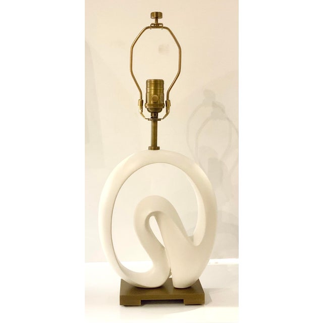 2020s Jean Lois Deniot for Baker White Sculptural Chalcedony Table Lamp For Sale - Image 5 of 5