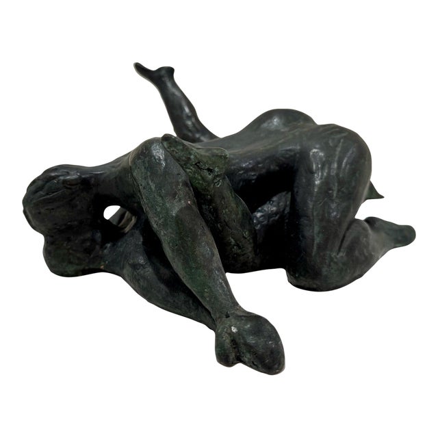 1960s Larry Mohr Bronze Lovers Embracing Sculpture Signed From Artist Estate For Sale