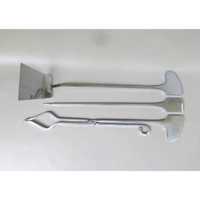 Exceptional Fireplace Cutlery, 70s, Brass, Chrome -Plated, 1970s For Sale - Image 11 of 18