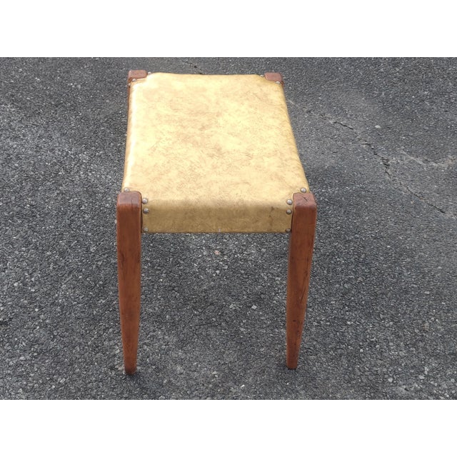 Phoenix Chair Co Vintage Mid Century Wood and Vinyl Bench Chairish