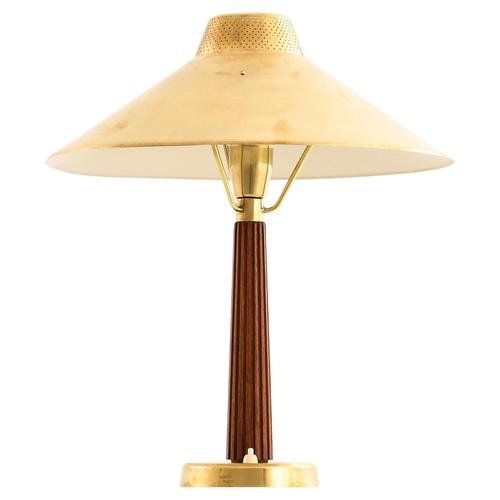 Table Lamp in Brass and Mahogany from Hans Bergström, 1950s For Sale - Image 10 of 10