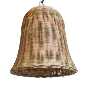 Raw Wicker Bell Coastal Organic Modern Pendant Light Large
