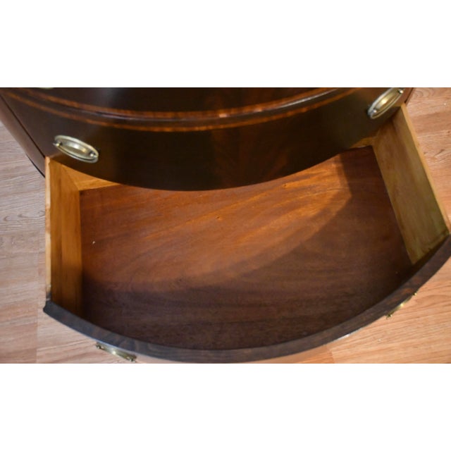 1920s Antique English Regency Flame Mahogany Banded Satinwood Half-Moon Demi-Lune For Sale - Image 10 of 16