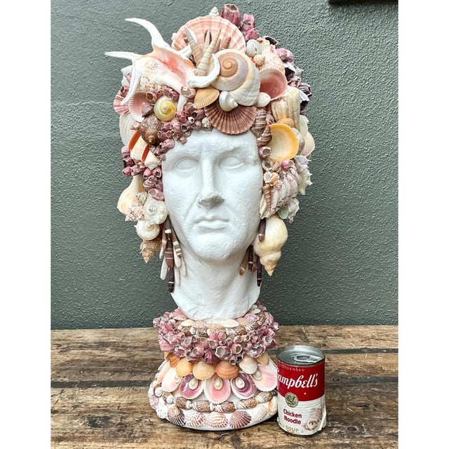 Vintage Shell Embellished Plaster Bust For Sale - Image 10 of 12