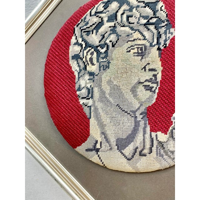 Vintage Framed Handmade “David” Needlepoint For Sale In New Orleans - Image 6 of 9