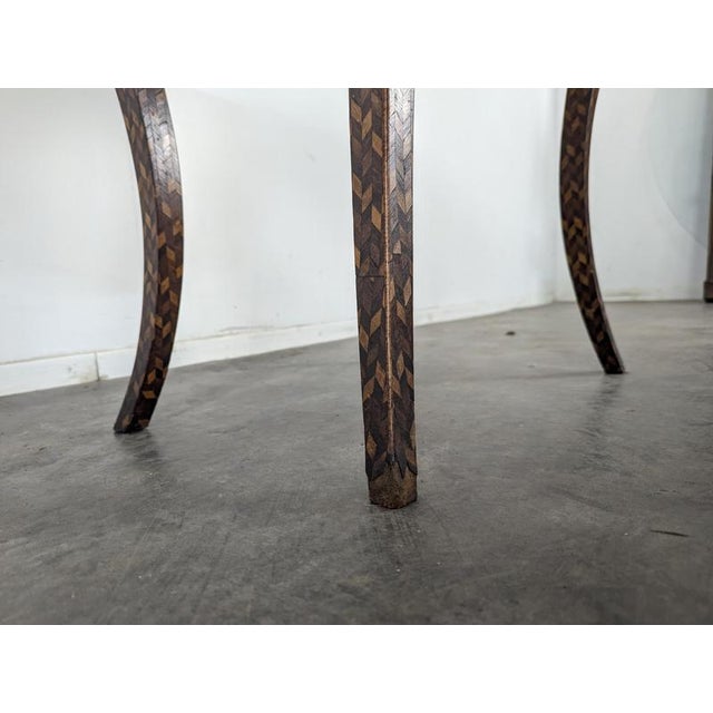 Transition-Style Marquetry Side Table For Sale - Image 9 of 10
