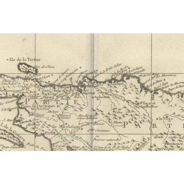 Paper Map of French and Spanish Antilles with Hispaniola St Domingue by Rigobert Bonne, 1780s For Sale - Image 7 of 12