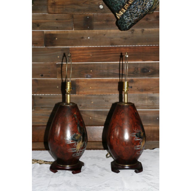 The Marbro Lamp Company Vintage Pair of Marbro Mixed Metal Table Lamps Bronze, 1950s For Sale - Image 4 of 18