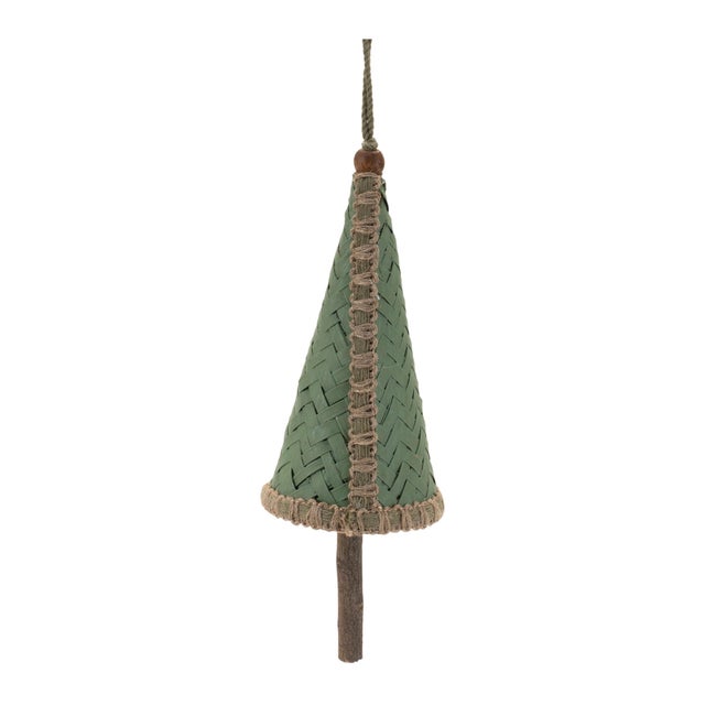 Kenneth Ludwig Chicago Woven Bamboo Pine Tree Ornament (Set of 4) For Sale - Image 4 of 8