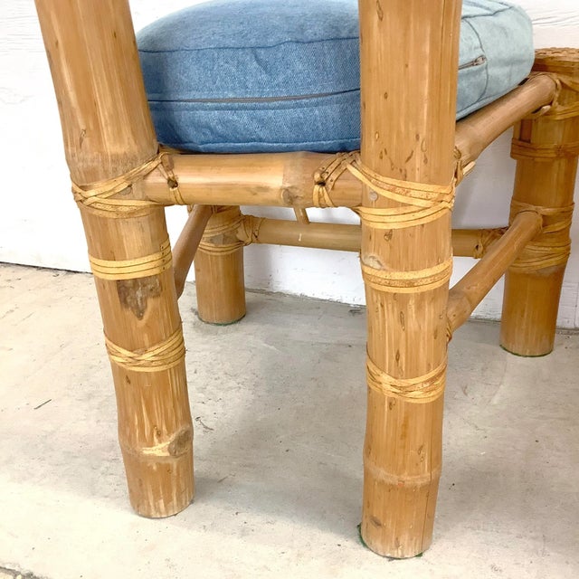 Pair Vintage Boho Modern Bamboo Side Chairs For Sale - Image 11 of 12