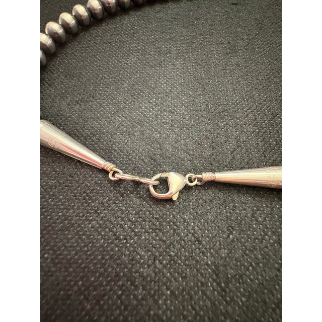 Late 20th Century Late 20th Century Sterling Silver 6.9mm Navajo Pearl Beaded Necklace 22in Long For Sale - Image 5 of 11