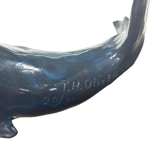 1980s Hand Casted Humpback Whale Bronze Sculpture Mounted on Stand by t.h. Oliver For Sale In Los Angeles - Image 6 of 8