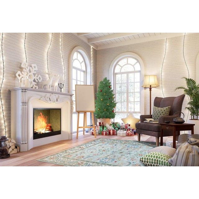 8x10 Hand-Knotted Wool Floral Sky Blue Classic Traditional Modern Carpet Rug For Sale - Image 4 of 8