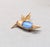 Mid-Century Modern Vintage 1960s Signed Napier Goldtone Light Blue Cabochon Hummingbird Brooch For Sale - Image 3 of 6