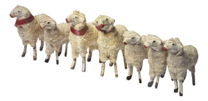 Christmas Decorative Lambs, 1880s, Set of 7