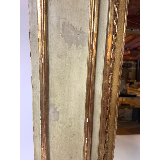 French Country 19th Century, French, Louis XVI Painted and Gilt Trumeau Mirror For Sale - Image 3 of 7
