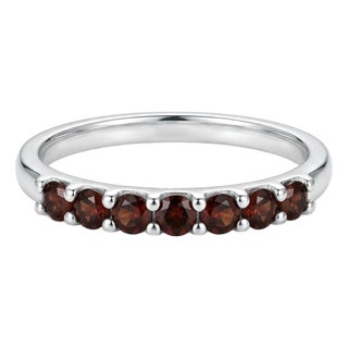Garnet Stackable Band Ring, January Birthstone 925 Silver Handmade Ring Us 7 For Sale