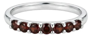 Garnet Stackable Band Ring, January Birthstone 925 Silver Handmade Ring Us 7