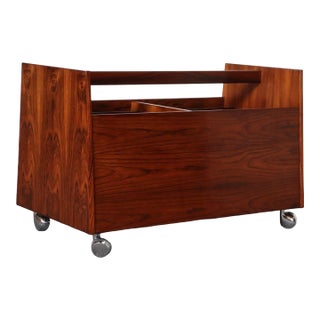 Norwegian Rosewood Magazine Rack / Record Lp Caddy by Rolf Hesland for Bruksbo For Sale
