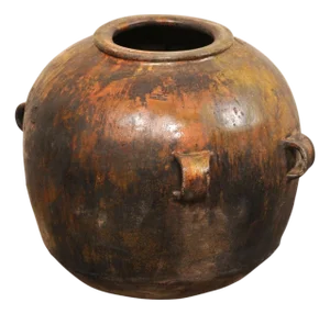 Mid 20th Century Guatemalan Glazed Cooking Pot with Handles
