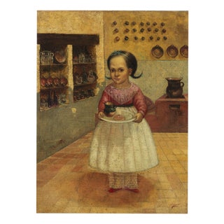 Horacio Renteria Rocha Rocha Durango, The Girl in the Kitchen, 1920s-1940s, Oil on Canvas For Sale