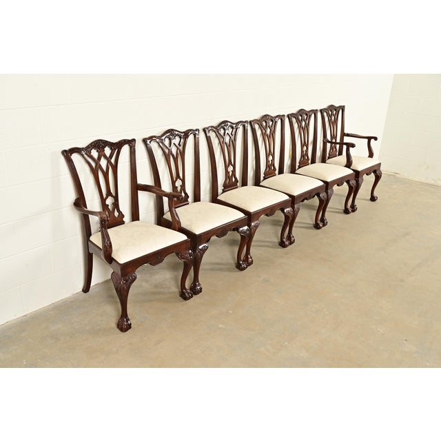 Drexel Heritage Chippendale Carved Mahogany Dining Chairs, Set of Six For Sale - Image 14 of 14