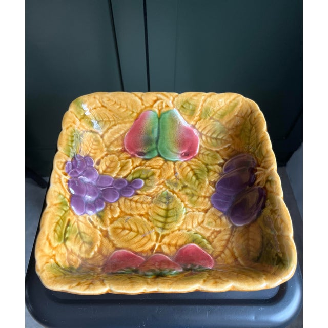 Sarraguemines 1930s Sarreguemines Majolica Barbotine Serving Bowl, France For Sale - Image 4 of 9