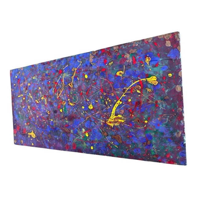 Abstract Contemporary Abstract Expressionist Acrylic Painting on Canvas, Colorful Drip Composition For Sale - Image 3 of 7