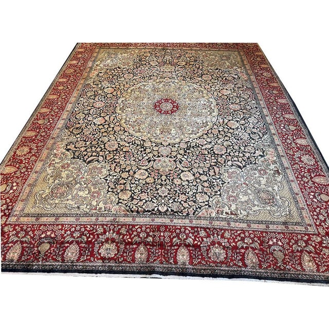 Vintage Black Ground Kashmiri Area Rug - 8' X 10' For Sale - Image 10 of 10