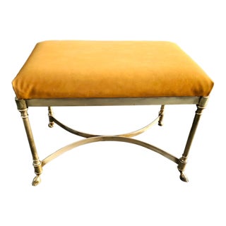 Mid 20th Century Hollywood Regency Italian Brass Hoof Foot Bench Attributed to Labarge For Sale